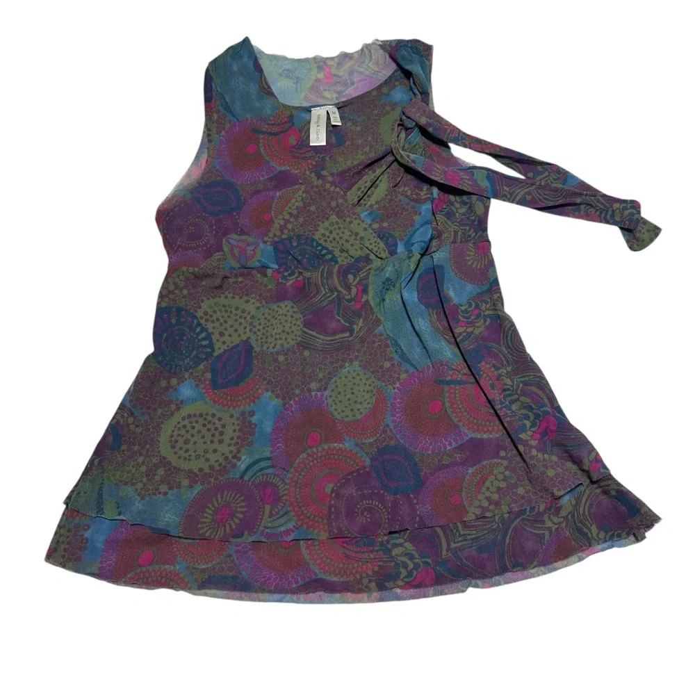 Boho wrap mesh tunic top by Daisy & Clover Y2K‎ Sz M babydoll psychedelic hippie - Picture 2 of 8